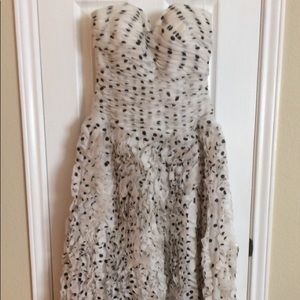 white & black polka dots prom dress